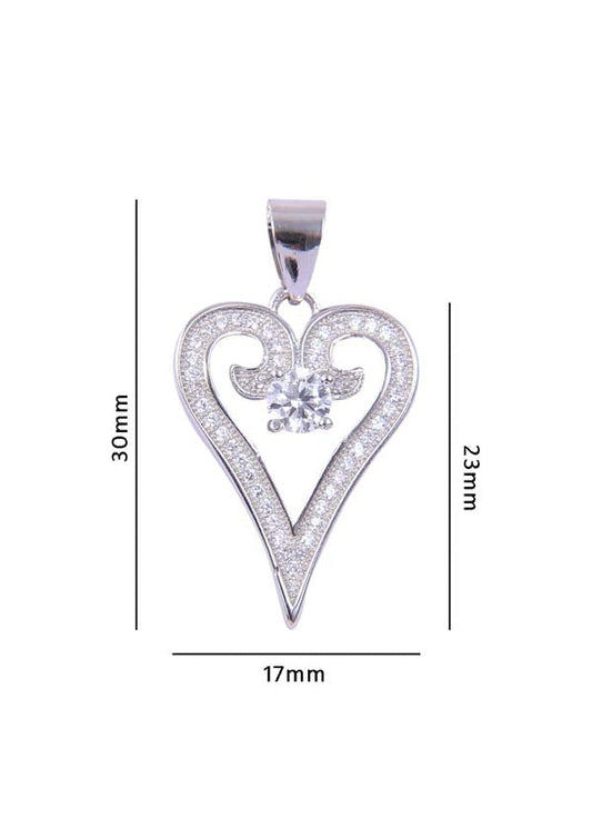 92.5 Sterling Silver Heart Shape pendant with CZ Stones