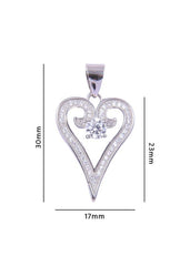 92.5 Sterling Silver Heart Shape pendant with CZ Stones