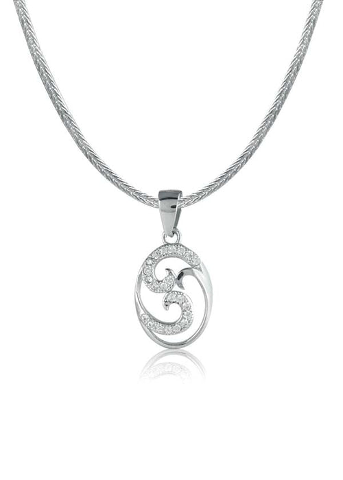 92.5 Sterling Silver Designer CZ Pendant with Silver Chain - Default Title - Abhooshan