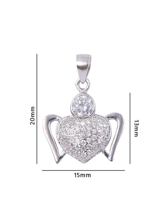 92.5 Sterling Silver Heart Shape Pendant with CZ Stones