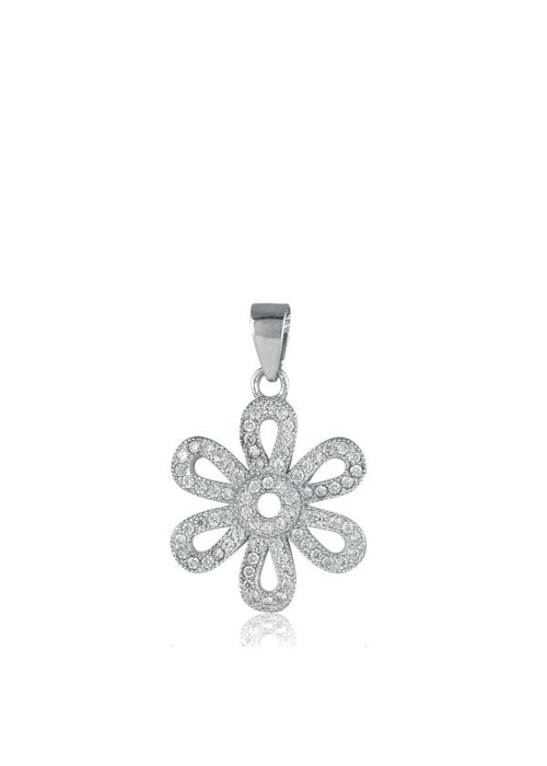 92.5 Sterling Silver Designer CZ Flower Pendant for Girls and Women - Default Title - Abhooshan