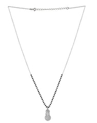 925 Sterling Silver Black Beads Modern Mangalsutra with CZ Pendant