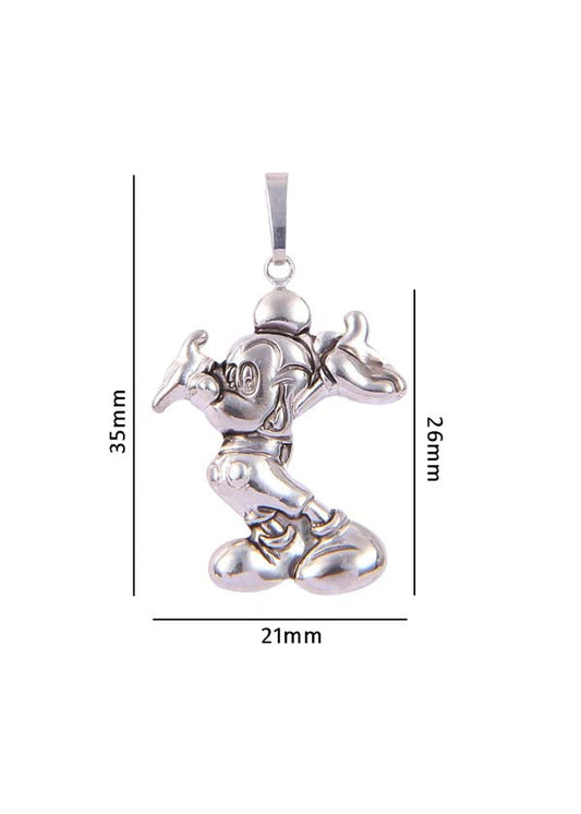 92.5 Sterling Silver Designer Cartoon Character Pendant with Silver Chain for Kids