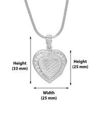 92.5 Sterling Silver Heart Shape Love Photo Locket pendant with silver chain