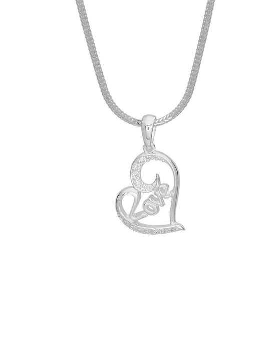 92.5 Sterling Silver Heart Shape Love pendant with Silver Chain