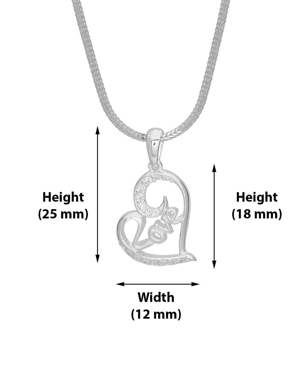 92.5 Sterling Silver Heart Shape Love pendant with Silver Chain