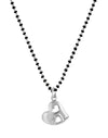 Heart Pendant 925 Sterling Silver Black Beads Modern Mangalsutra