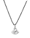 Heart Pendant 925 Sterling Silver Black Beads Modern Mangalsutra