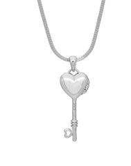 92.5 Sterling Silver Heart and Key Shape Love Photo Locket Pendant