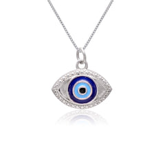 92.5 Sterling Silver Designer Evil Eye Unisex Pendant with Silver Chain
