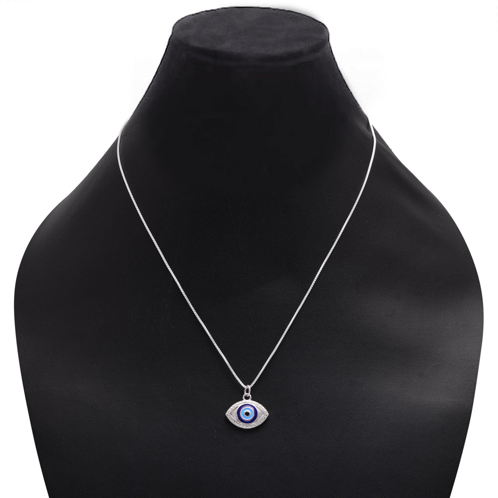 92.5 Sterling Silver Designer Evil Eye Unisex Pendant with Silver Chain