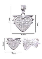 Stylish Heart shape 92.5 Sterling Silver CZ Pendant Set