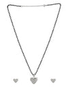 Sweet Heart Pendant and Earring Mangalsutra Set in925 Sterling Silver