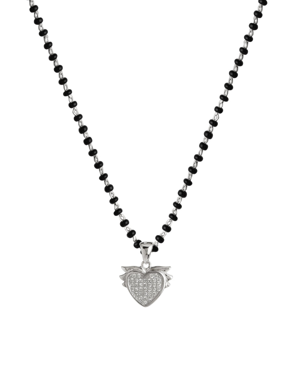 Sweet Heart Pendant and Earring Mangalsutra Set in925 Sterling Silver