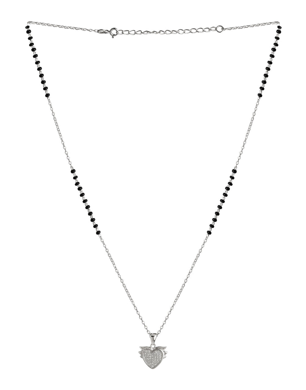 Sweet Heart Pendant and Earring Mangalsutra Set in925 Sterling Silver