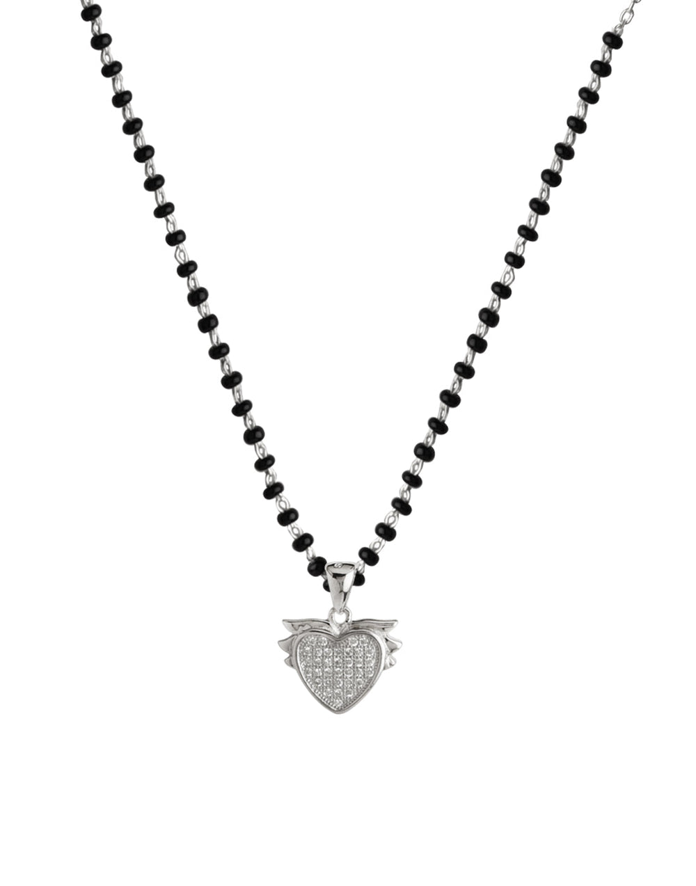 Sweet Heart Pendant and Earring Mangalsutra Set in925 Sterling Silver