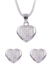 Heart shape 92.5 Sterling Silver CZ Pendant Set with Chain