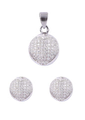 Designer 92.5 Sterling Silver CZ Round Pendant Set