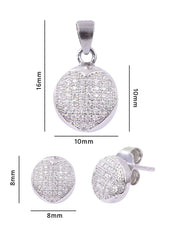 Designer 92.5 Sterling Silver CZ Round Pendant Set