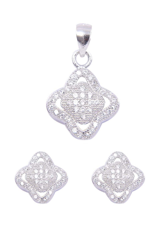 Designer Pure 92.5 Sterling Silver CZ Pendant Set