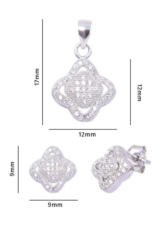 Designer Pure 92.5 Sterling Silver CZ Pendant Set