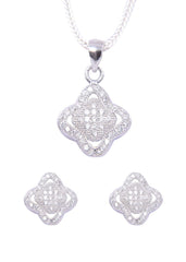 Designer Pure 92.5 Sterling Silver CZ Pendant Set with Chain