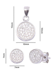 Designer Round 92.5 Sterling Silver CZ Pendant Set with Chain