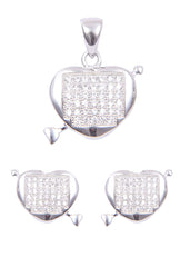 Heart shape 92.5 Sterling Silver CZ Pendant Set