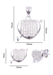 Heart shape 92.5 Sterling Silver CZ Pendant Set