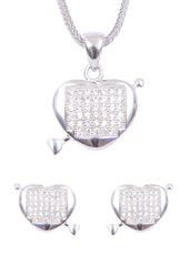 Heart shape 92.5 Sterling Silver CZ Pendant Set with Chain