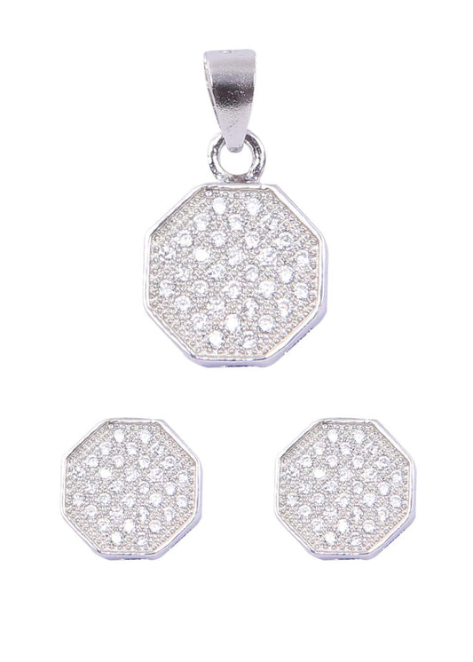 Designer Pure 92.5 Sterling Silver CZ Pendant Set