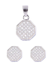 Designer Pure 92.5 Sterling Silver CZ Pendant Set