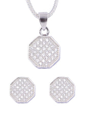 Designer Pure 92.5 Sterling Silver CZ Pendant Set