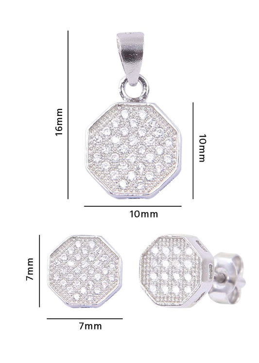 Designer Pure 92.5 Sterling Silver CZ Pendant Set