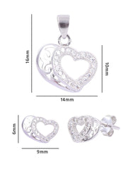 Heart shape 92.5 Sterling Silver CZ Pendant Set