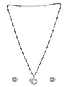 Designer Heart Pendant and Earring Mangalsutra Set in Pure 925 Sterling Silver