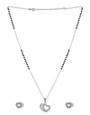 Designer Heart Pendant and Earring Mangalsutra Set in Pure 925 Sterling Silver