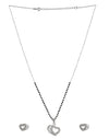 Designer Heart Pendant and Earring Mangalsutra Set in Pure 925 Sterling Silver