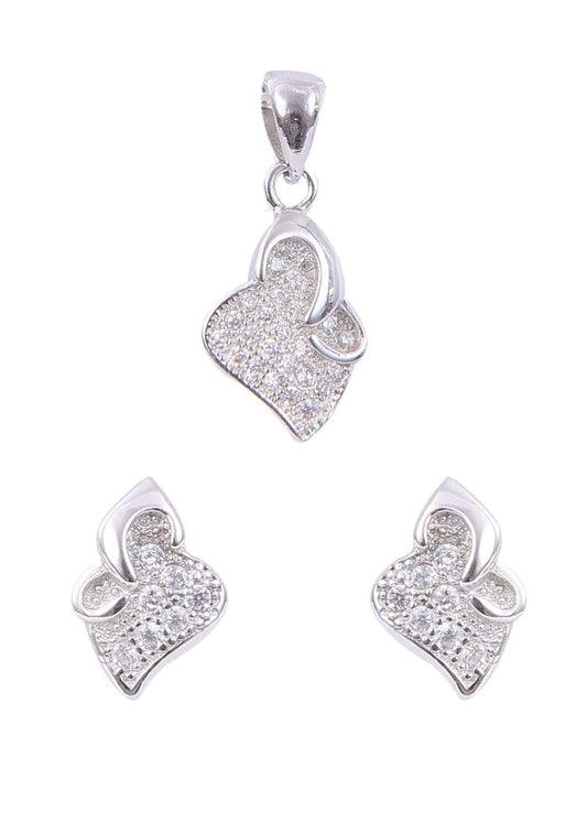 Designer Pure 92.5 Sterling Silver CZ Pendant Set