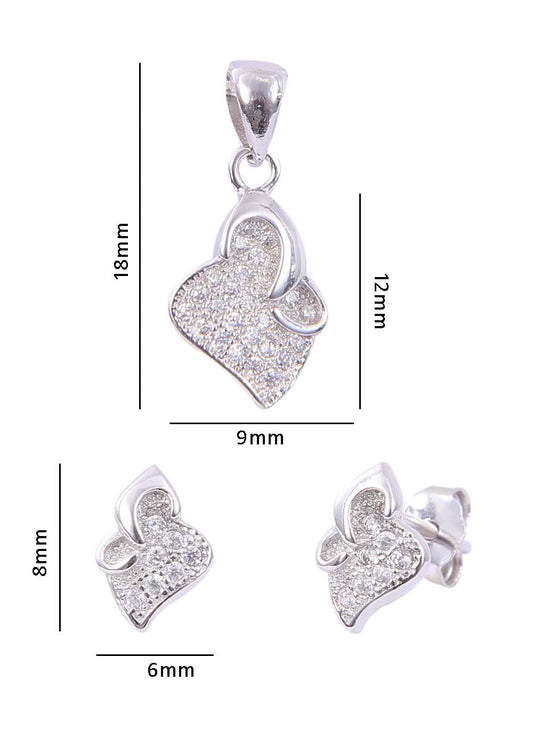 Designer Pure 92.5 Sterling Silver CZ Pendant Set