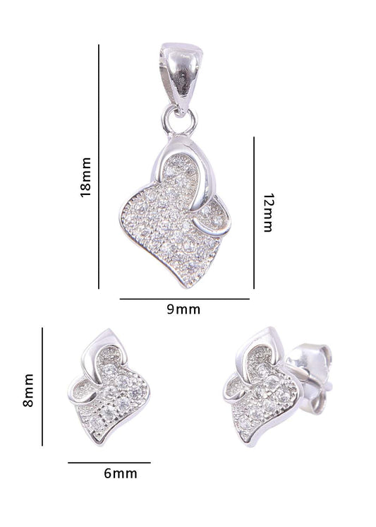 Designer Pure 92.5 Sterling Silver CZ Pendant Set with Silver Chain