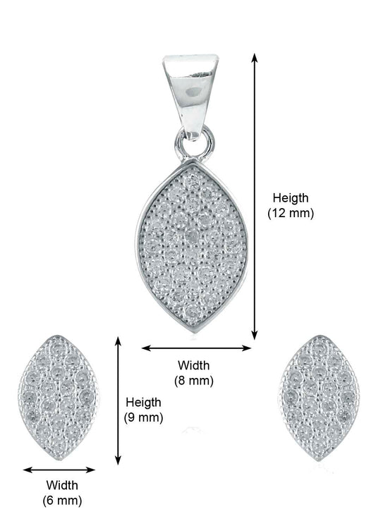 Designer Pure 92.5 Sterling Silver CZ Pendant Set