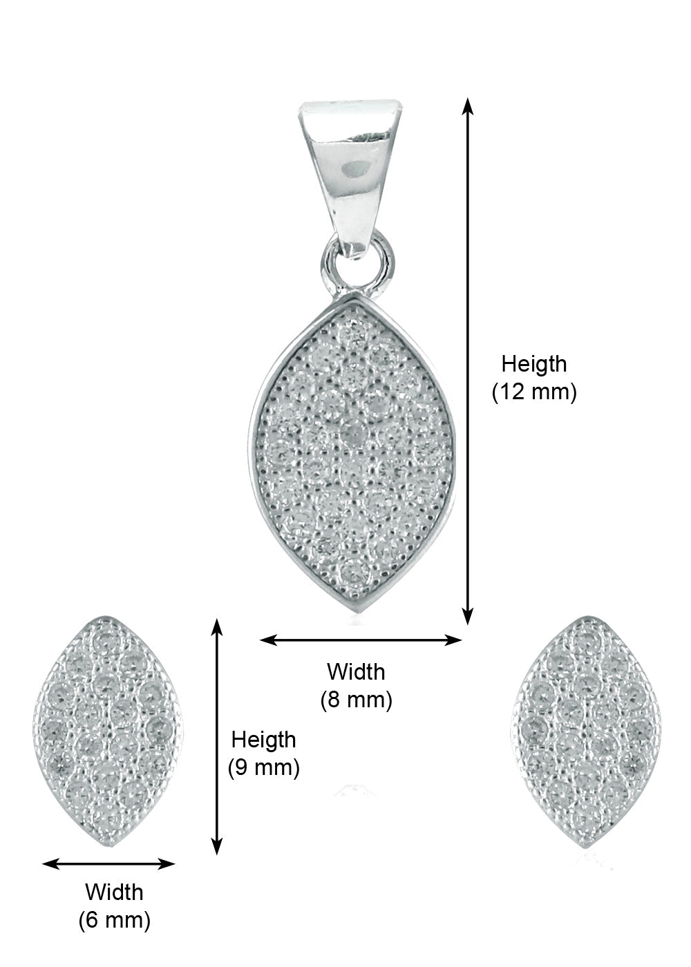 Pear Shape Pendant and Earring Mangalsutra Set in 925 Sterling Silver