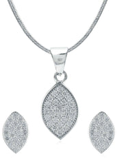 Designer Pure 92.5 Sterling Silver CZ Pendant Set with Chain