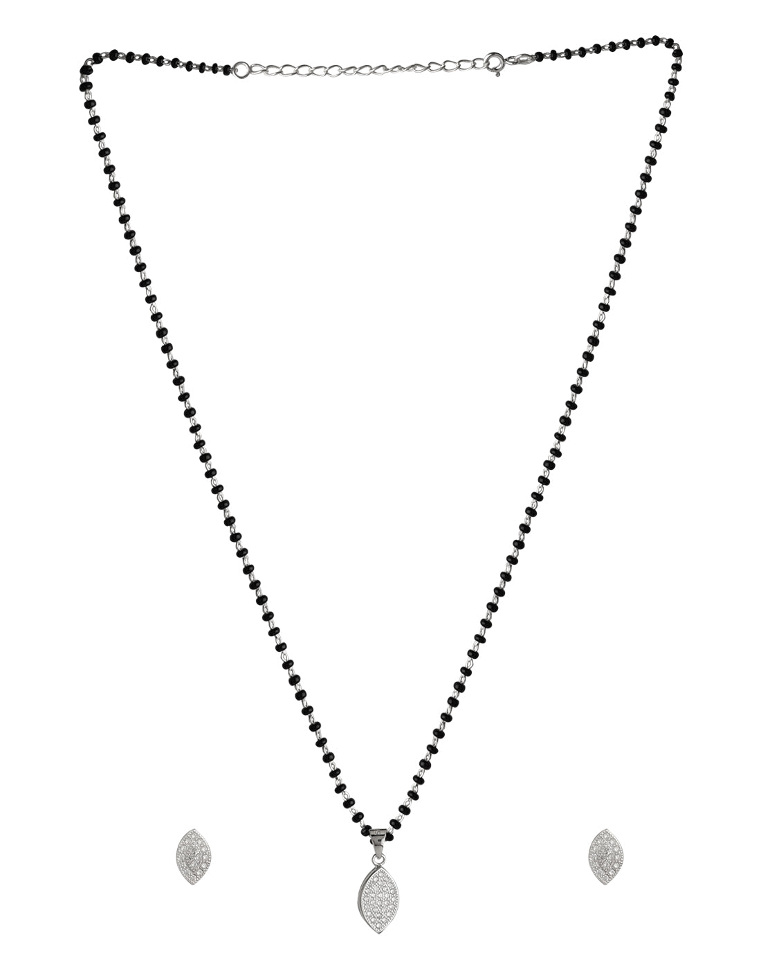 Pear Shape Pendant and Earring Mangalsutra Set in 925 Sterling Silver