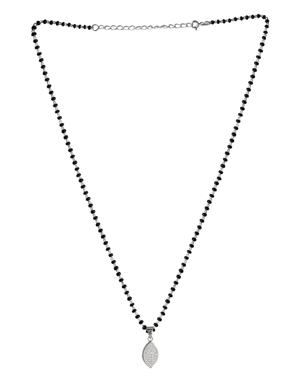 Pear Shape Pendant and Earring Mangalsutra Set in 925 Sterling Silver
