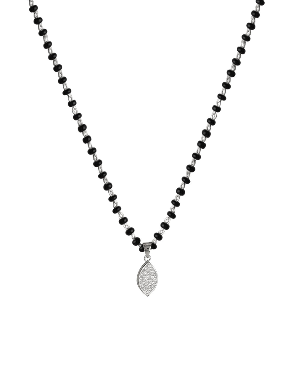Pear Shape Pendant and Earring Mangalsutra Set in 925 Sterling Silver