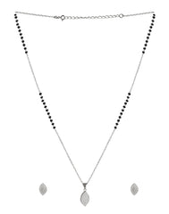 Pear Shape Pendant and Earring Mangalsutra Set in 925 Sterling Silver