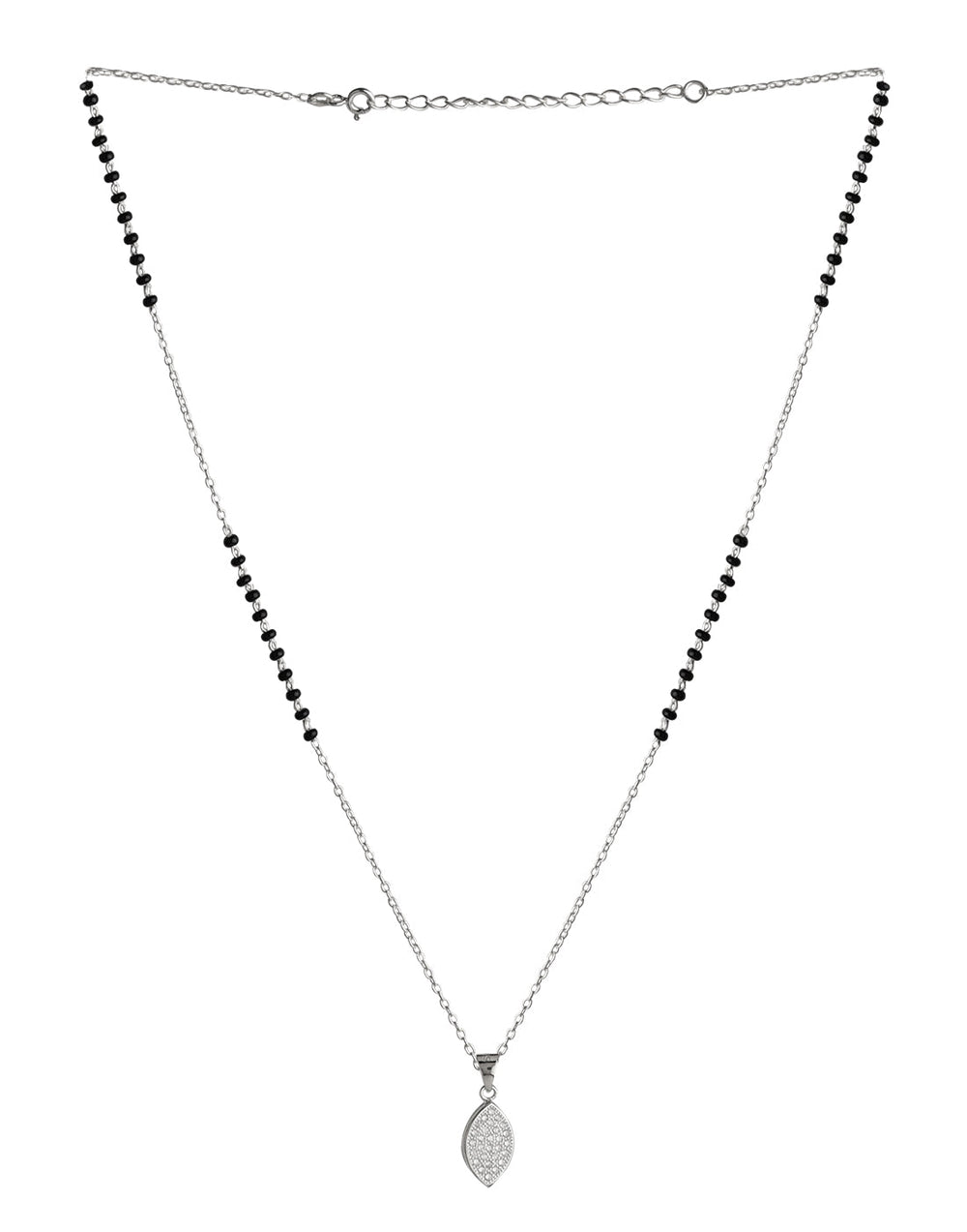 Pear Shape Pendant and Earring Mangalsutra Set in 925 Sterling Silver