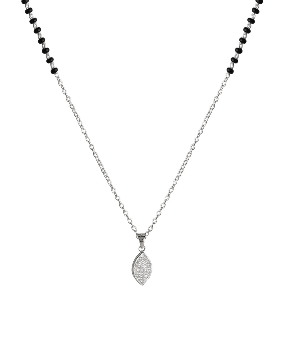 Pear Shape Pendant and Earring Mangalsutra Set in 925 Sterling Silver